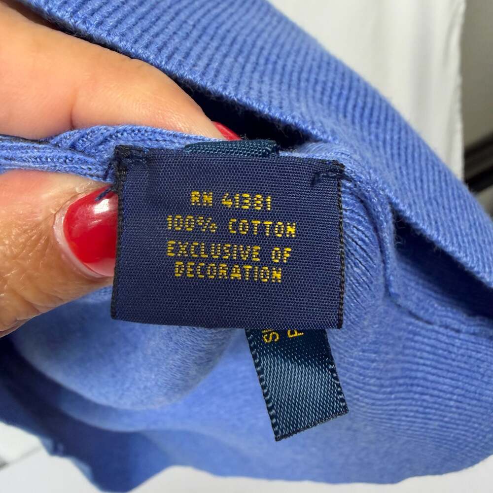 Polo Ralph Lauren Pima Cotton V-Neck Sweater Vest Blue Size M - Picture 5 of 7